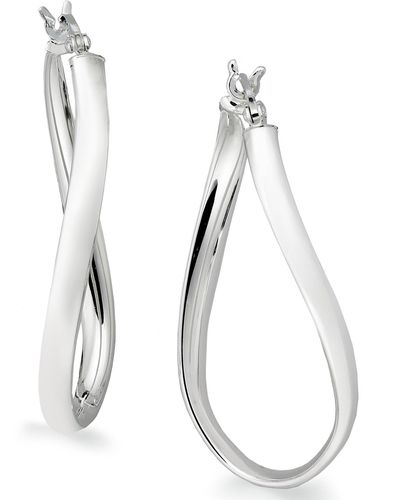 Giani Bernini Large Sterling Wave Hoop Earrings - Metallic