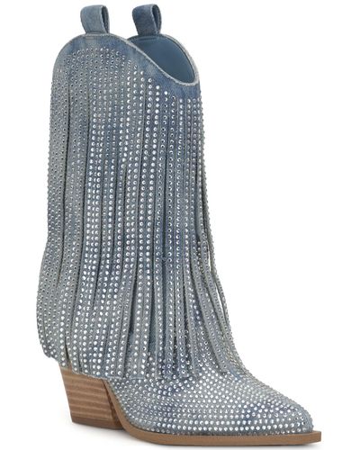 Jessica Simpson Pull On Pointed Toe Cowboy - Blue