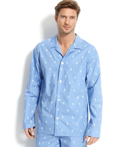 Polo Ralph Lauren All Over Pony Player Pajama Top - Blue