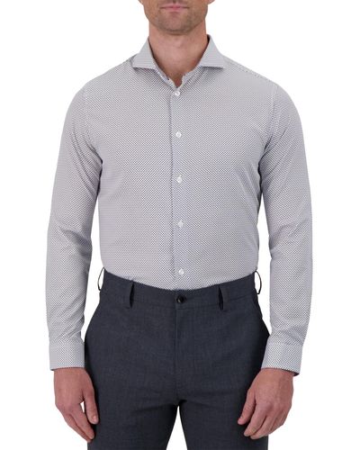 C-LAB NYC Slim-fit Geo-print Dress Shirt - Gray
