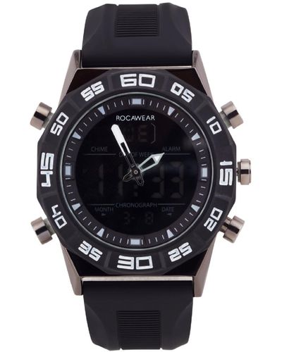 Rocawear Analog-digital Black Silicone Strap Watch 46mm