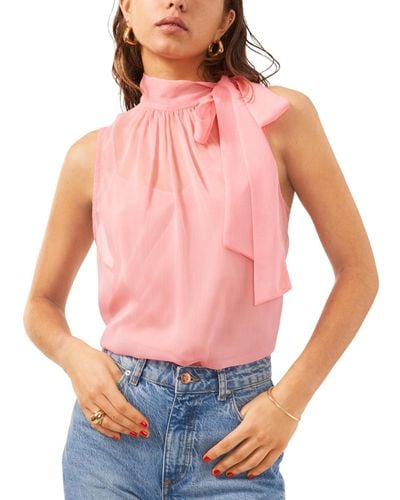 1.STATE Sleeveless Tie-neck Halter Blouse - Pink