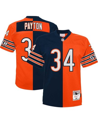 Mitchell & Ness Walter Payton Navy And Orange Chicago Bears Big And Tall Split Legacy Retired Player Replica Jersey
