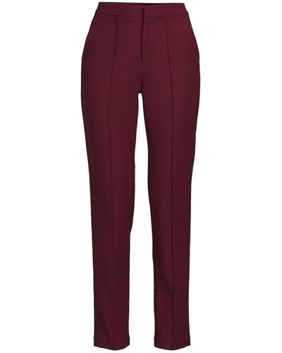 Lands' End Petite High Rise Bi Stretch Pintuck Pencil Ankle Pants - Red