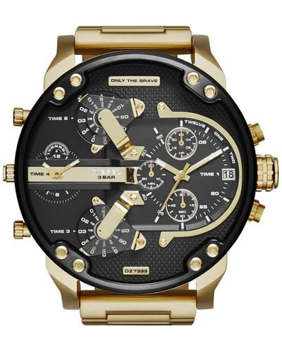 DIESEL Mr. Daddy 2.0 Gold-tone Ion-plated Stainless Steel Bracelet Watch 57mm Dz7333 - Black