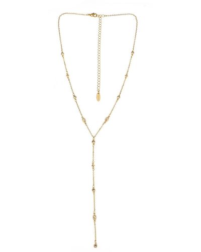 Ettika 18k Gold Plated Dainty Crystal Lariat Necklace - White