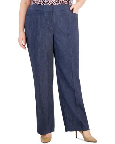 Kasper Plus Size Mid Rise Denim L-pocket Pants - Blue