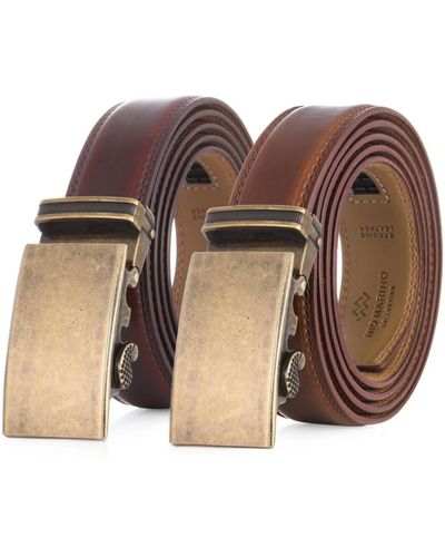 Mio Marino Aurelian Designer 2 Pack Ratchet Belt - Brown