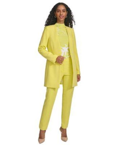 Calvin Klein Petite Lux Open Front Jacket Lux Highline Tab Waist Pants - Yellow