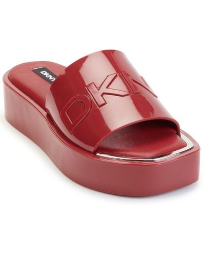 DKNY Laren Platform Slide Sandals - Red
