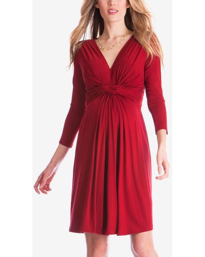 Seraphine Knot Front Maternity Dress - Red