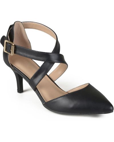 Journee Collection Riva Crisscross Strap Pointed Toe Pumps - Black