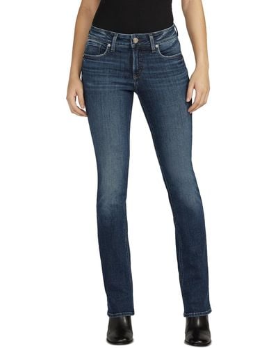 Silver Jeans Co. Elyse Mid Rise Comfort Fit Slim Bootcut Jeans - Blue