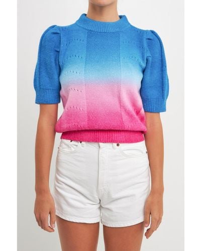 English Factory Ombre Sweater Top - Blue