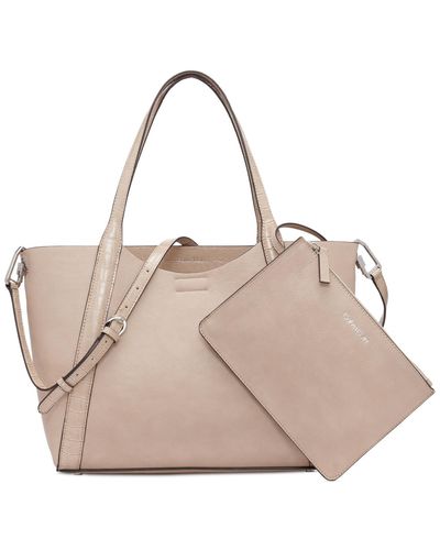 Calvin Klein Hailey tote micro -Pebble top zip Carmel gold purse $90