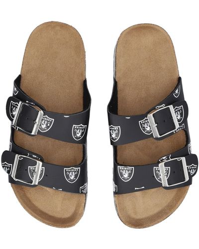FOCO Las Vegas Raiders Mini Print Double-buckle Sandals - Brown