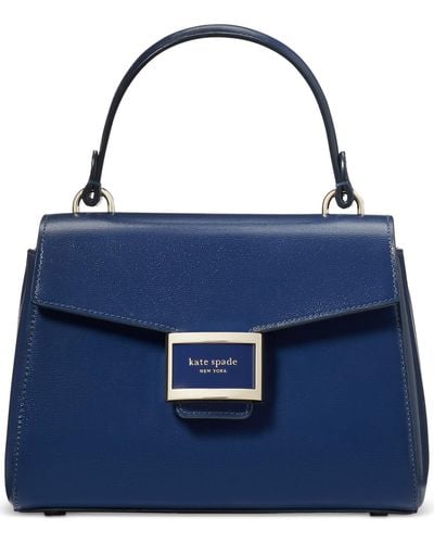 Kate Spade Katy Shiny Textured Leather Top Handle - Blue