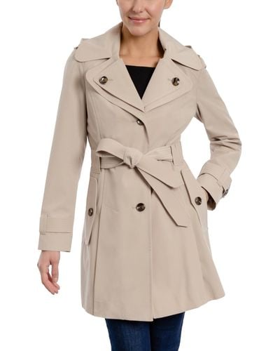 London Fog Petite Single-breasted Belted Trench Coat - Natural