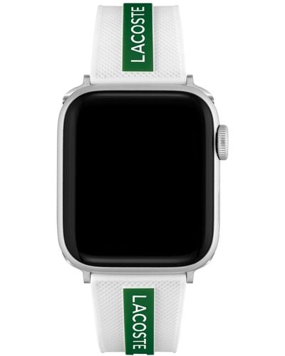 Lacoste Striping & Green Silicone Strap For Apple Watch 38mm/40mm - White