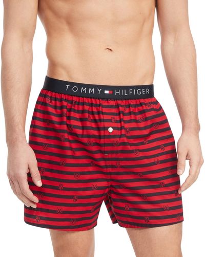 Tommy Hilfiger Striped Woven Boxers - Red