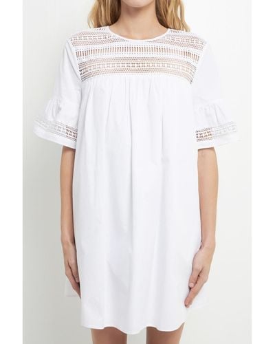 English Factory Lace Detail Mini Dress - White