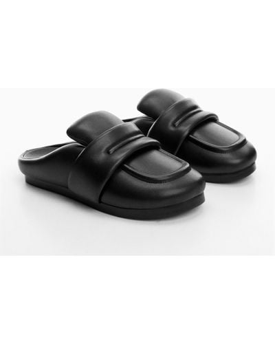 Mango Quilted Open Back Loafers - Black
