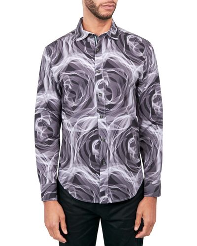 Society of Threads Regular-fit Non-iron Performance Stretch Abstract Floral Button-down Shirt - Gray