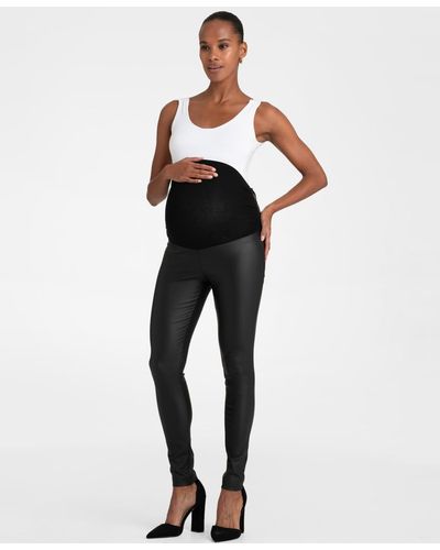 Seraphine Matt Coated Maternity leggings - Black
