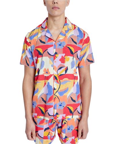 Native Youth Mimosa Regular-fit Abstract Floral-print Camp Shirt - Red