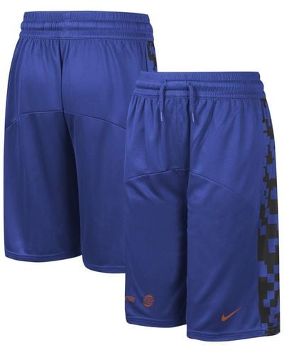 Nike Big Boys And Girls New York Knicks Courtside Starting Five Team Shorts - Blue