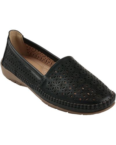 Gc Shoes Martha Perforated Slip On Flats - Black