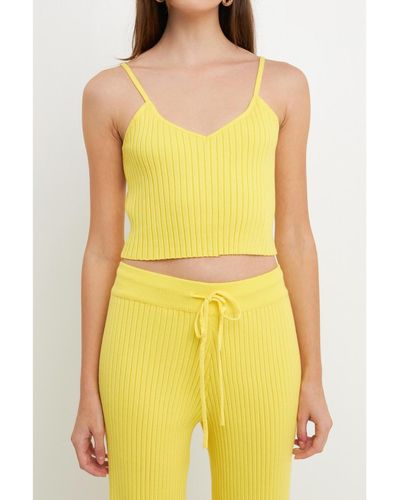 Endless Rose Knit Cami Crop Top - Yellow