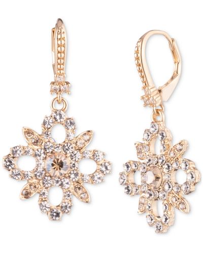 Marchesa Crystal Floral Drop Earrings - Metallic
