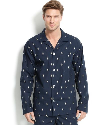Polo Ralph Lauren All Over Polo Player Pajama Shirt - Blue