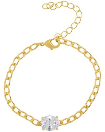 Macy's Cubic Zirconia Oval Chain Link Bracelet - Metallic
