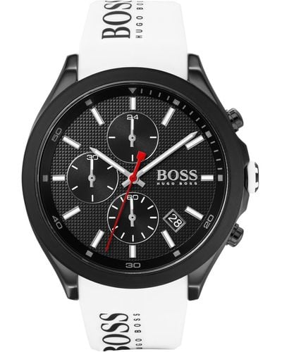 BOSS Stainless-steel Chronograph Watch With Blue Logo Strap