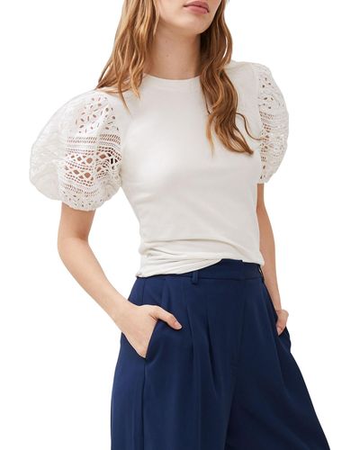 French Connection Rosana Anges Eyelet-sleeve Top - Blue