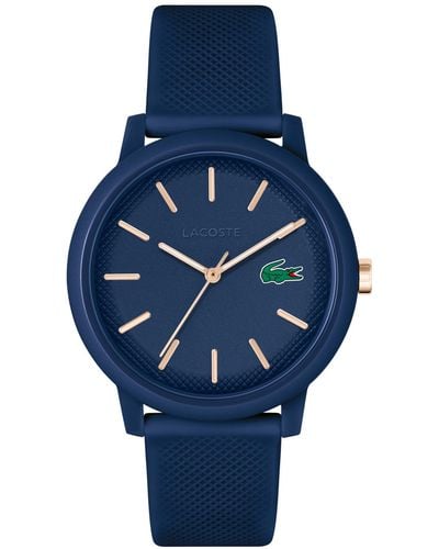 Lacoste L.12.12 Navy Silicone Strap Watch 42mm - Blue