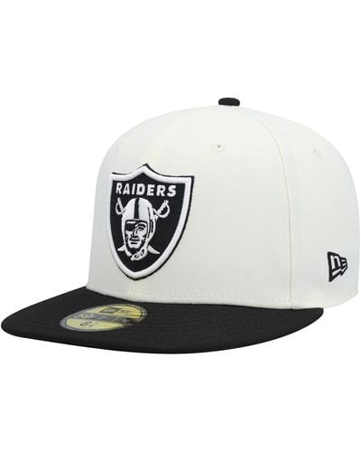 KTZ Cream And Black Las Vegas Raiders Chrome Collection 59fifty Fitted Hat - White