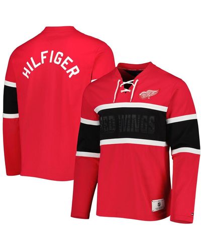 Tommy Hilfiger Detroit Wings Walter Lace-up Long Sleeve Top - Red
