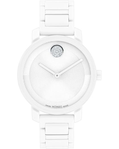 Movado Swiss Bold Evolution 2.0 Ceramic Bracelet Watch 34mm - White