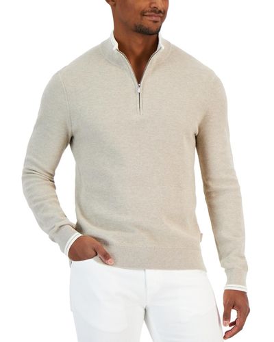 Michael Kors Textured Quarter-zip Sweater - White