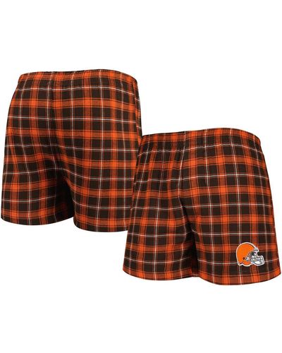 Concepts Sport Brown And Orange Cleveland Browns Ledger Flannel Boxers