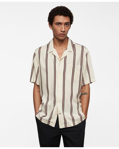Mango Striped Bowling Fluid Shirt - White