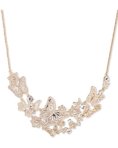 Marchesa Gold-tone Crystal Butterfly Statement Necklace - Natural
