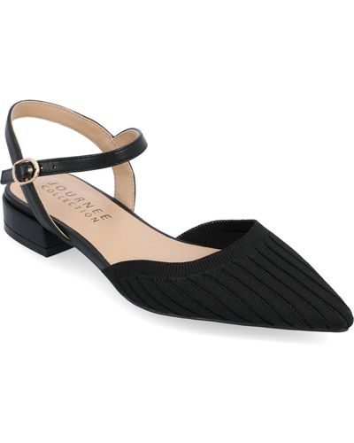 Journee Collection Ansley Knit Flats - Black