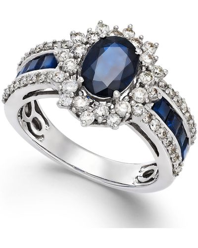 Macy's Sapphire (2-1/5 Ct. T.w And Diamond (3/4 Ct. T.w.) Ring In 14k White Gold (also Available In Ruby And Emerald) - Metallic