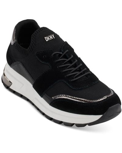 DKNY Maida Lace-up Low-top Running Sneakers - Black