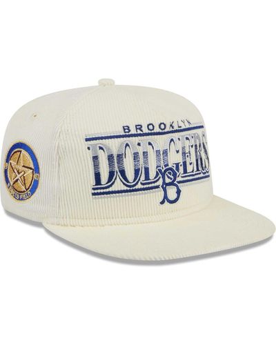 KTZ Brooklyn Dodgers Throwback Bar Golfer Corduroy Snapback Hat - Natural