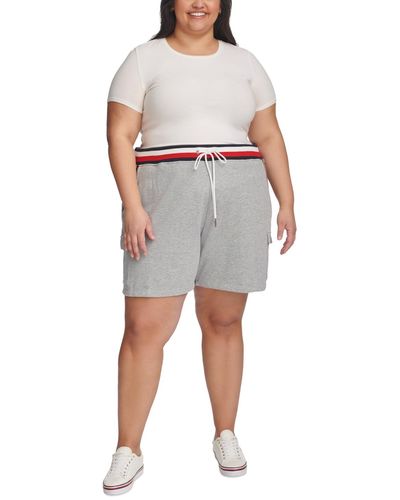 Tommy Hilfiger Plus Size Global Waistband Pull-on Shorts - Gray